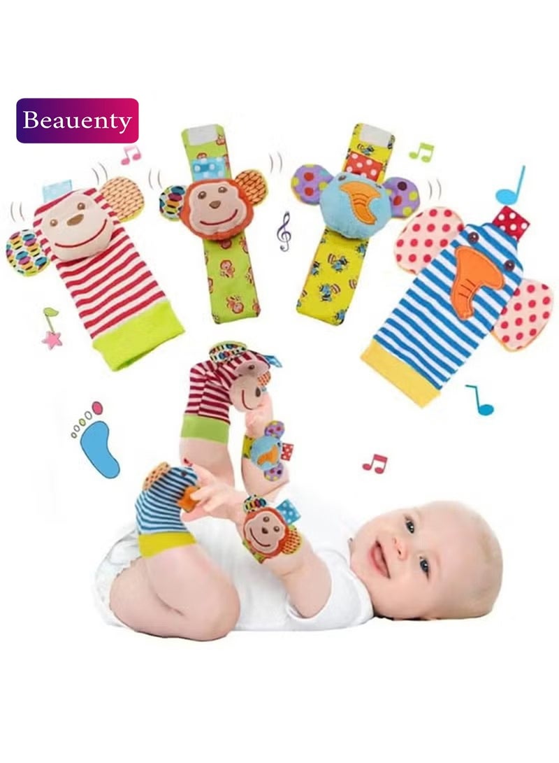 بيوينتي جوارب خشخيشة للأطفال (مجموعة حديقة الحيوان) - ألعاب للأطفال بعمر 6-12 شهرًا - خشخيشات معصم وقدم - هدايا ألعاب للمواليد الجدد - سهلة الارتداء - Image 1